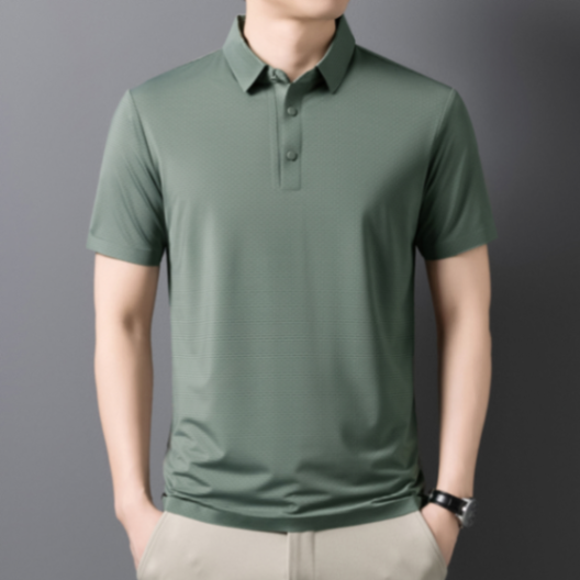 MOAIKA  new ice silk high-end seamless business collar T-shirt     green634568341072661116