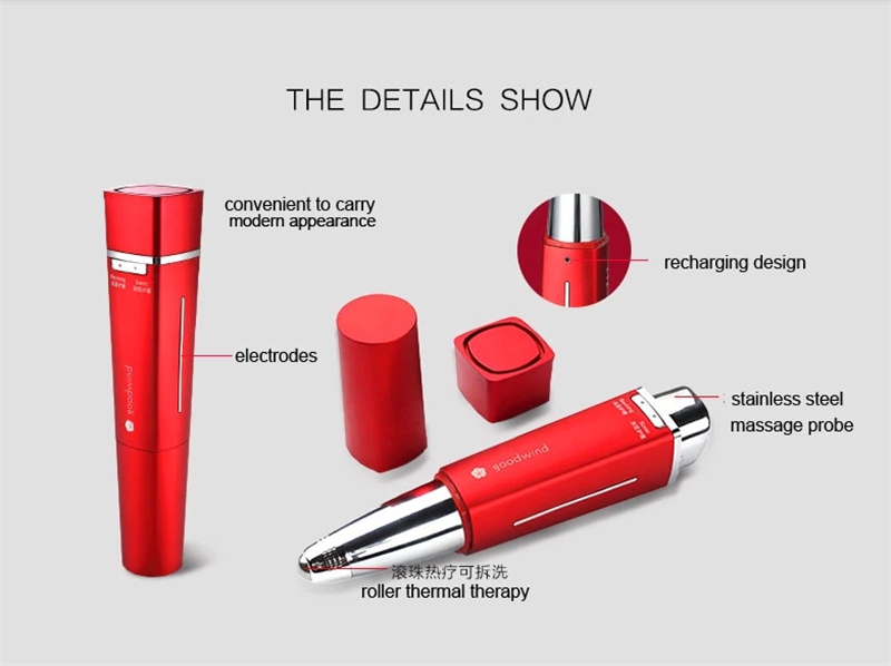 Sonic Thermal Eye & T-Zone Care Wand – 3 MHz Ultrasonic, Ion Import, 40 °C Heat Massage for Dark Circles, Puffiness, Fine Lines – Cola Red / Apple White / Rose Gold63081146768001114