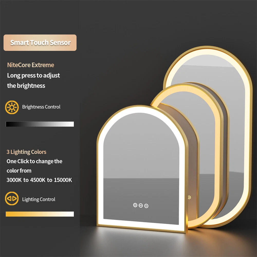 Lebella Gold Aluminum Frame Front-lit Bathroom Vanity Mirror Dimmable Shatterproof Defog63192349547906114