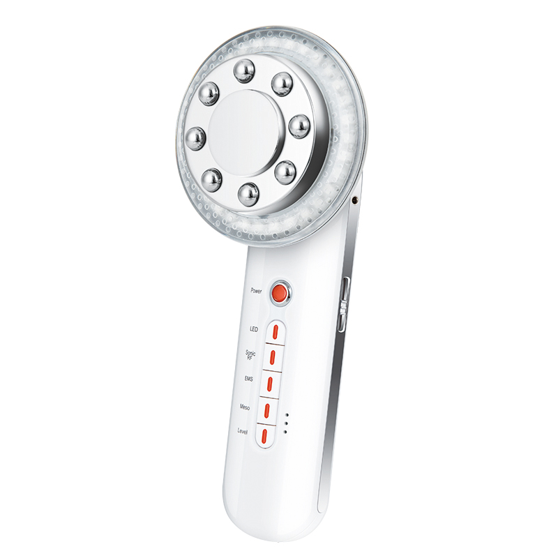 RES Full-Body Contouring & Skin-Tightening Device – 0.8 MHz Ultrasonic Cavitation, RF, EMS, Red & Blue LED for Face & Body – Apple White63081121683843115