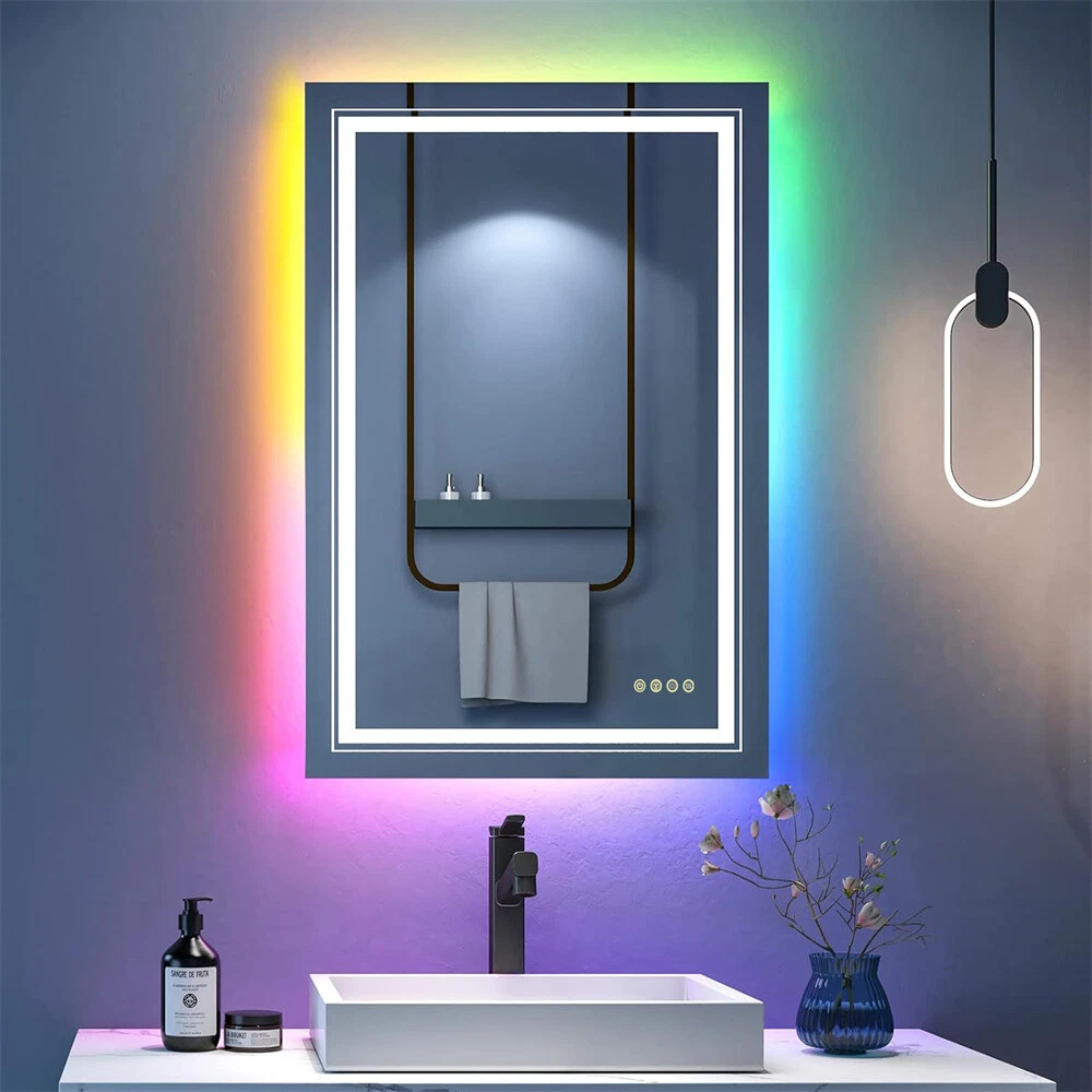LED Bathroom Mirror Vanity RGB Multicolor Backlit + Adjustable Front-Lighted63124083482497117
