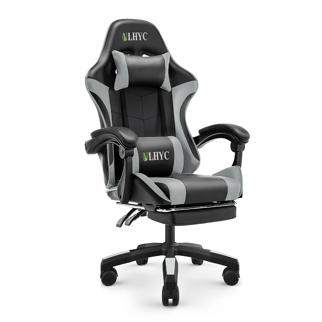 ULHYC Esports Gaming Chair, Adjustable Computer Chair, Computer Office, Pu Leather, High Backrest, Lumbar Support, Comfortable Armrests, Headrest With Footrest, 360° Rotation,Dark63526698106499110