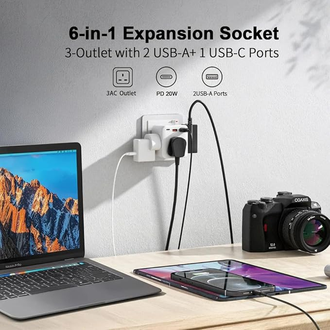 Airbot Air 3B-PD Extension Socket 3250W 3 Outlets Socket Multi Plug Extension Multi Power Adaptor with USB + Type-C PD62885092999170111