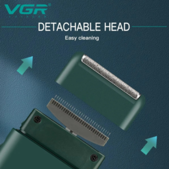 ماكينة حلاقة VGR V390، ماكينة قص لحية احترافية، ماكينات حلاقة قابلة للشحن، ماكينة حلاقة رأس مزدوجة الشفرة، صغيرة وقابلة للحمل، للرجال63203437090945113