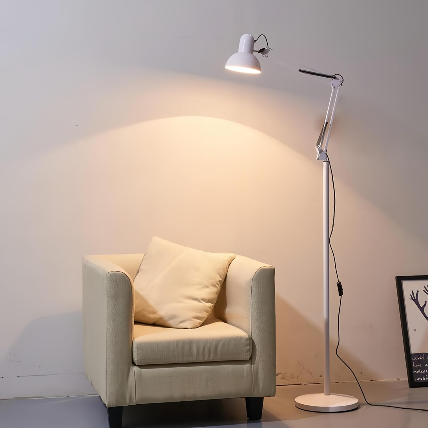 مصباح أرضي LED للغرفة الرئيسية قابل للتعديل بذراع طويل قابل للطي وأضواء واقفة طويلة مع مصباح إضاءة أرضية للغرفة والمكتب وغرفة الطعام Song-022/Song-02363681178770817111