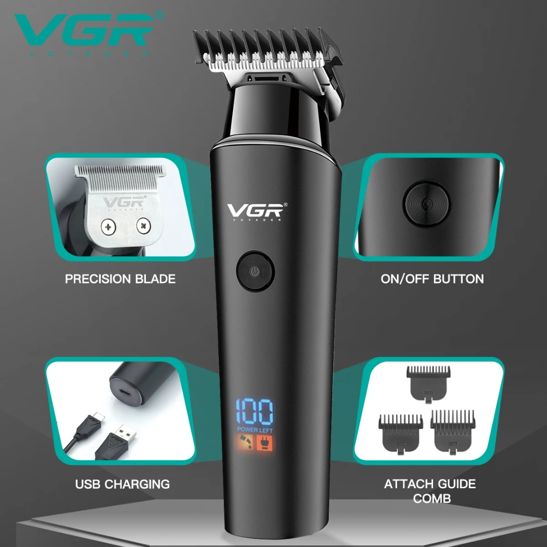 VGR V937 Hair Cutting Machine Professional Hair Clipper Barber Cordless Electric Hair Trimmer Men USB Rechargeable LED Display 63147788535810111