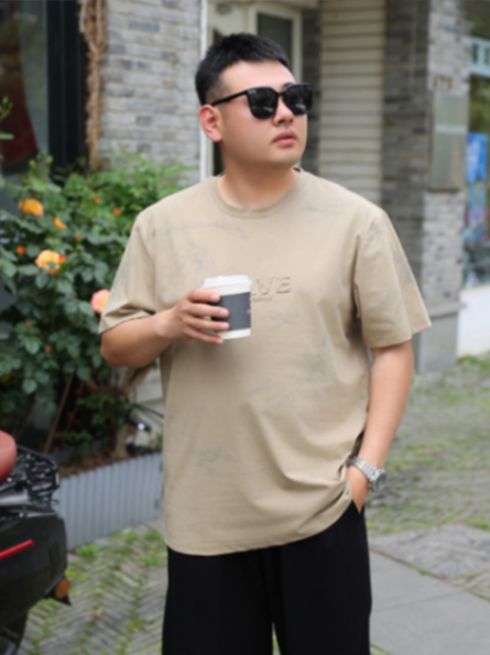 MOAIKA   Fashionable and comfortable loose round   neck short     sleeve summer casual T-shirt    Khaki63513178390657117