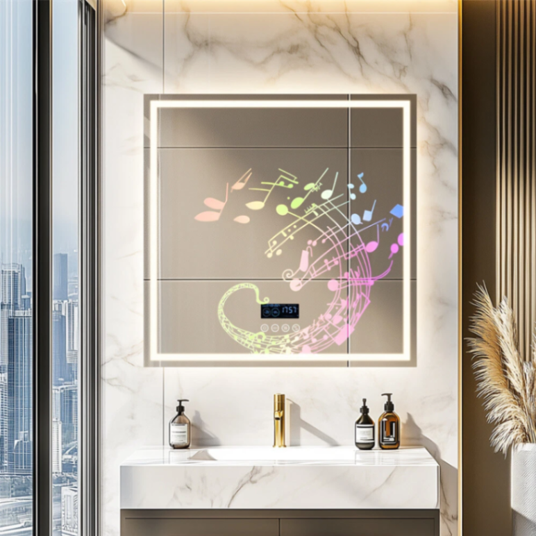 32" LED Bathroom Mirror Frontlit & Backlit Bluetooth Speaker Anti-Fog Dimmable63145737761411111
