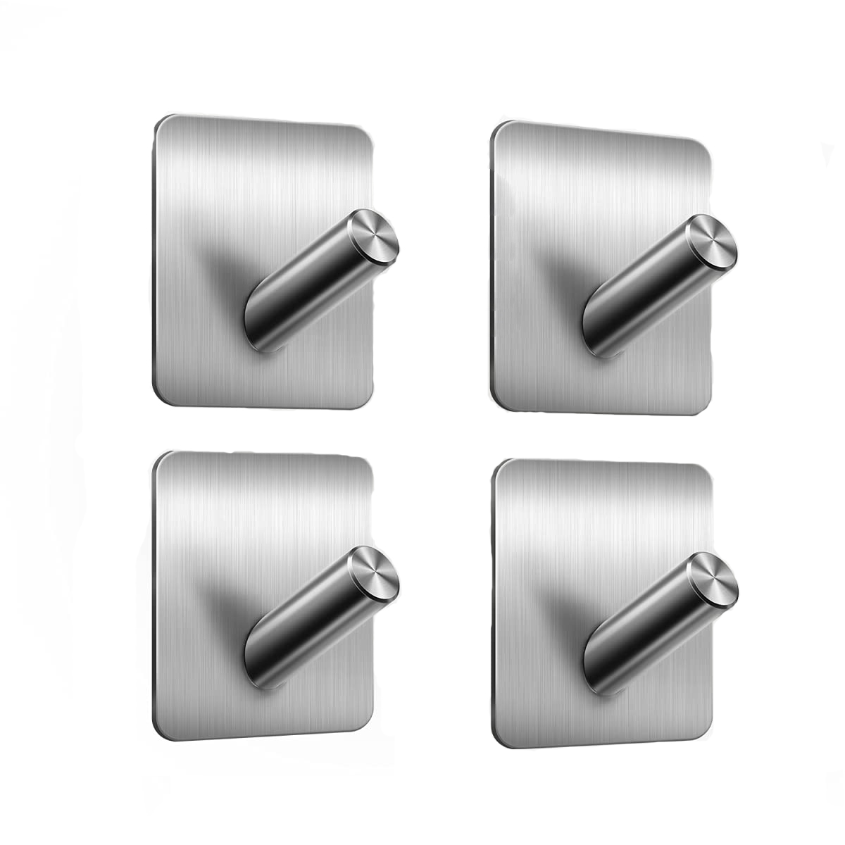 Blythornix Self Adhesive Utility Hooks Stainless Steel, Heavy Duty Wall Hooks Rack for Hanging, Robe and Towel Hooks Command Rustproof 4 Packs Silver