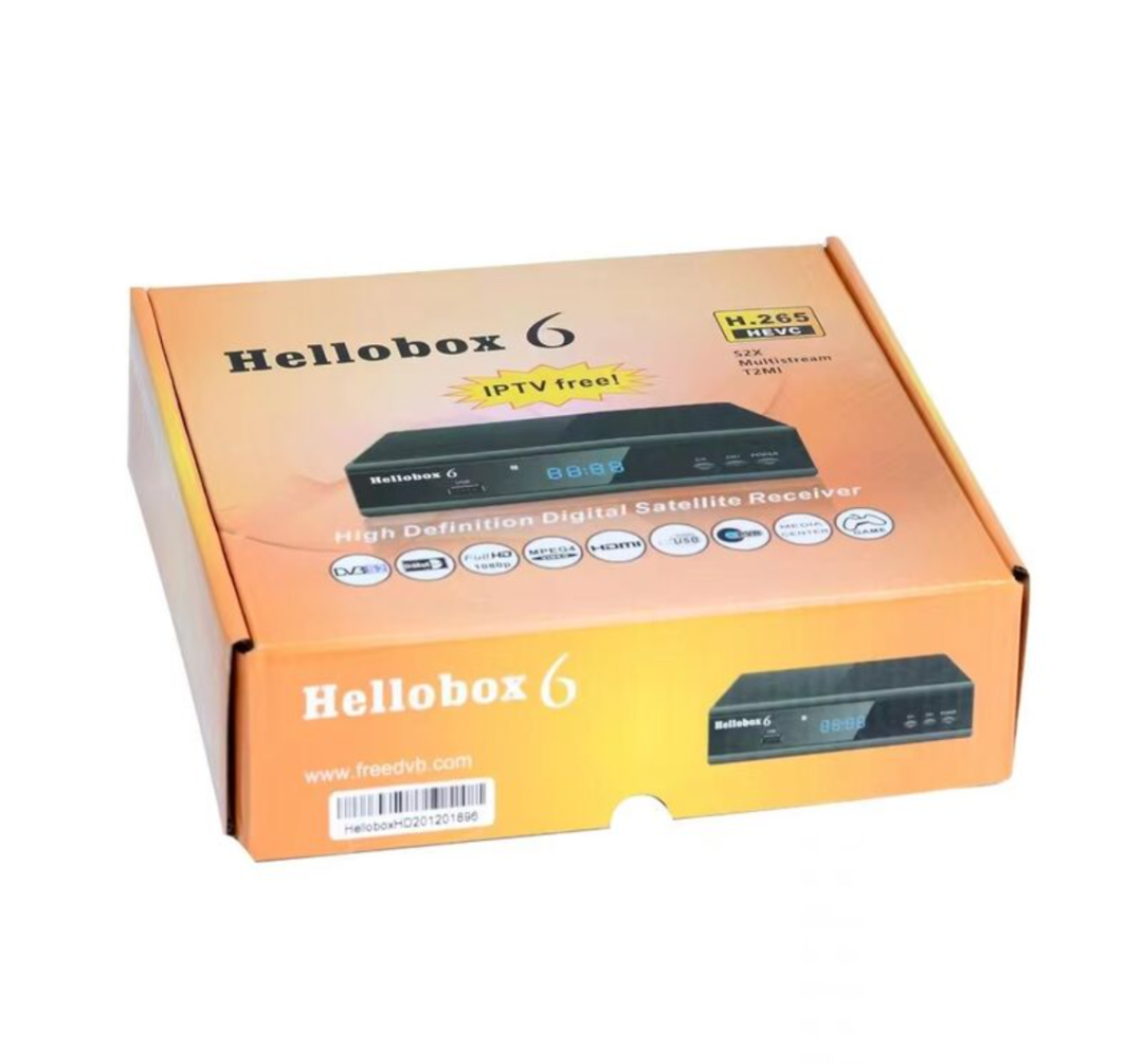 جهاز استقبال تلفاز الأقمار الصناعية Hellobox 6، H.265 HEVC، DVB-S2/S2X، مشفر تلفاز أقمار صناعية بدقة 1080P متعدد الدفق/t2mi63269330405634113
