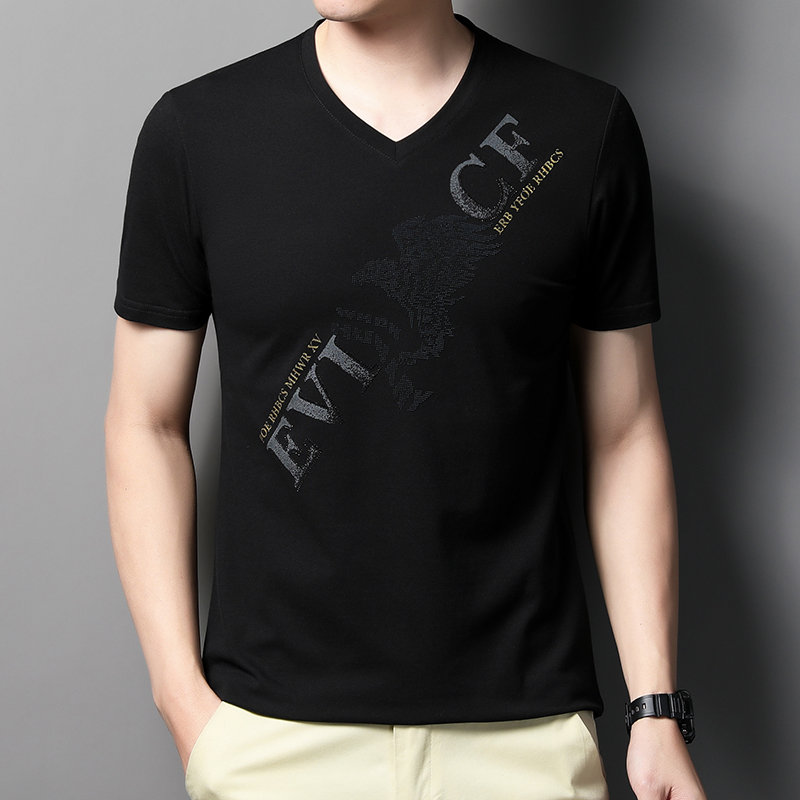 MOAIKA New Cotton Heart-Shaped Collar Summer Men's Short Sleeve in     black63534304809473112