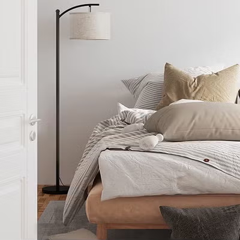 Modern Retro Warm LED Floor Lamp With White Light3 Colors Adjustable Standing Lamp With Hanging Linen Light For Living Room Bedroom Office Soft Light MX05363526155241089114