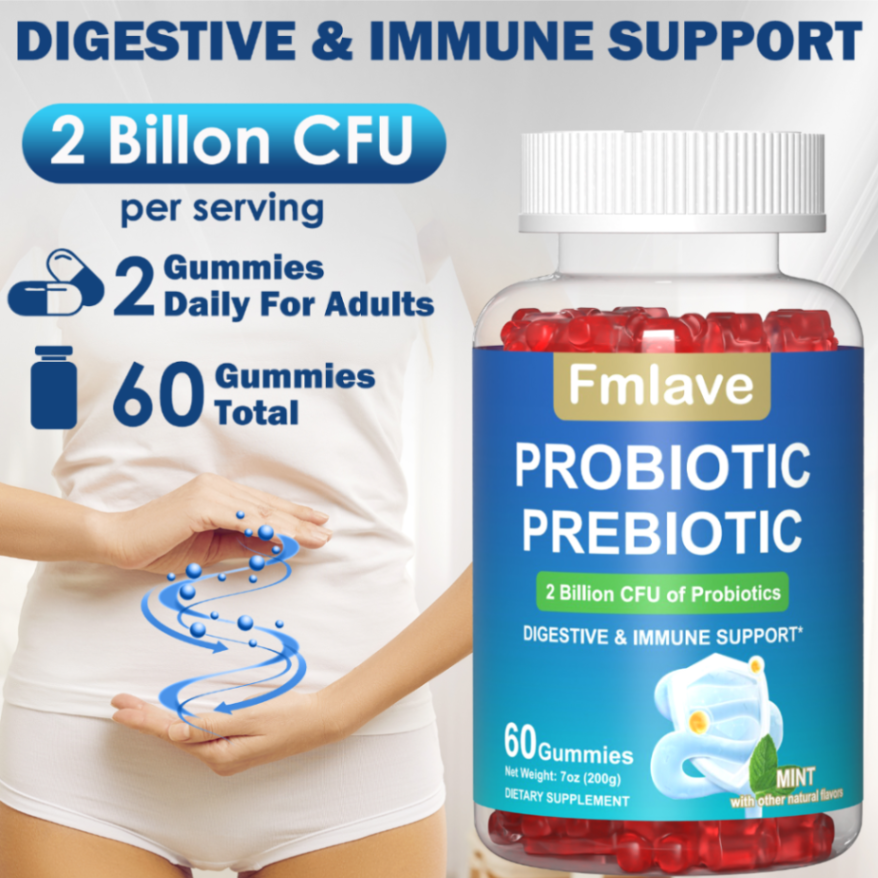 Fmlave Prebiotic+Probiotic Balance Gummies, Containing Lactobacillus Reuteri, Help Yeast And PH Balance, Multiple Strains Regulate Normal Life And Activity, Gentle Intestinal，1Bottle 60Gummies63084005995137111
