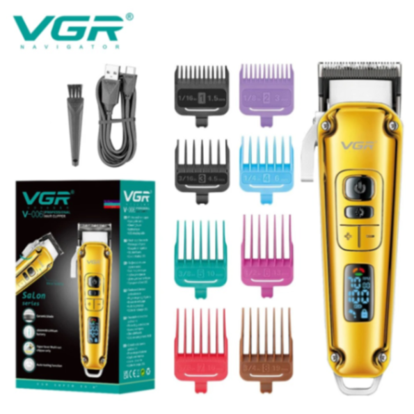 VGR 006 Electric Hair Clipper Metal Retro Men's Electric Push Shear Oil Head Carving LED Intelligent Digital Hair Trimming 632141367130891116
