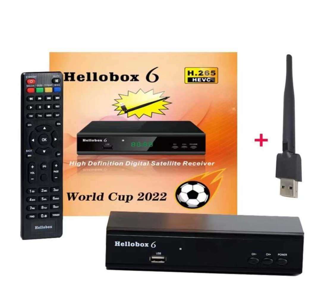 جهاز استقبال تلفاز الأقمار الصناعية Hellobox 6، H.265 HEVC، DVB-S2/S2X، مشفر تلفاز أقمار صناعية بدقة 1080P متعدد الدفق/t2mi63269330405634114