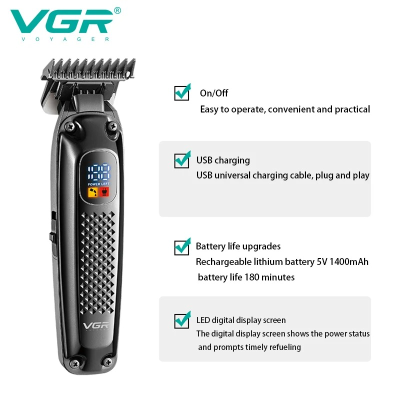 ماكينة حلاقة لاسلكية VGR V972 احترافية لماكينة حلاقة الذقن للرجال، ماكينة حلاقة كهربائية بمنفذ USB63225319480450113