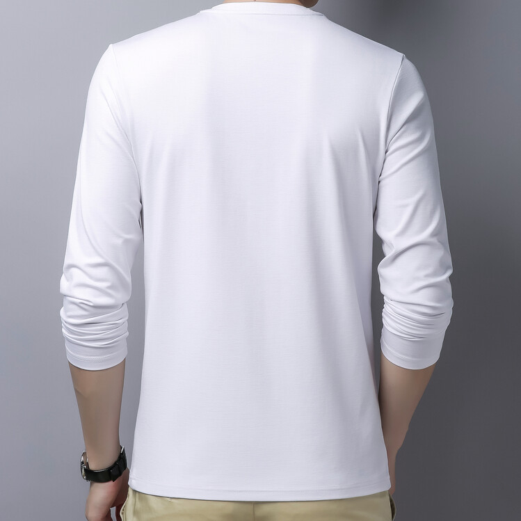 MOAIKA New V-Neck Long-Sleeved Business T-Shirt White63227239739779111