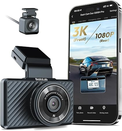 كاميرا G500H Pro ذات الداشبورد Botslab بدقة 3K أمامية و1080 خلفية مع نظام ADAS المدمج ونظام GPS الأمامي وكاميرا أمامية بدقة 5 ميجا بكسل ورؤية ليلية高清62884398519555110