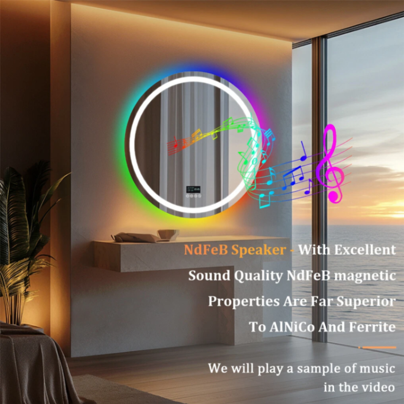 Bluetooth Led Bathroom Mirror w/ RGB Lights Date Time Temperature Makeup Mirror63192528042114114
