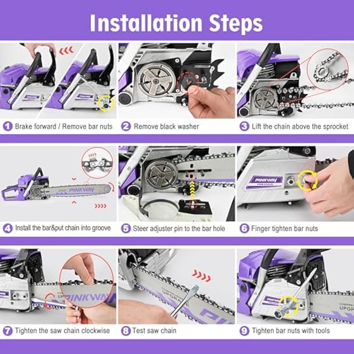 GearZone® 58CC-2.68KW-20 inch high-power gasoline chain saw, gasoline logging saw, tree felling saw, high hardness and durable saw blade, with 2 saw chains and other accessories63602019476865113