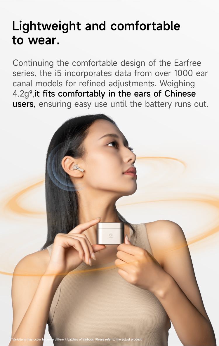 ROSESELSA EarFree i5 Wireless Earbuds Hybrid Active Noise Cancellation Headphones LDAC HiFi Sound Wireless Earphones 48dB ANC IPX5 Bluetooth 5.3 Game Mode 54ms（Champagne Gold）63615273554306111
