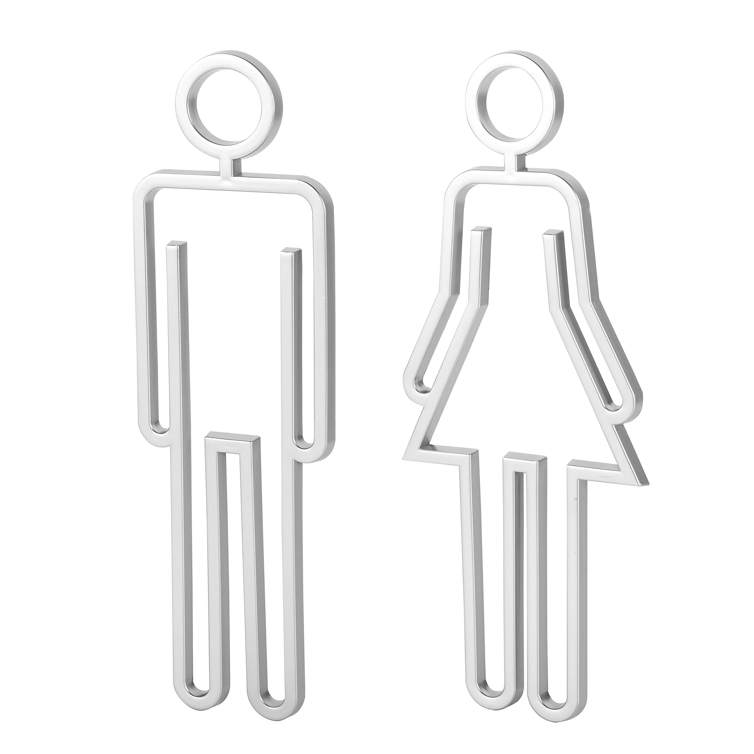 Blythornix Restroom Sign for Door Acrylic Adhesive Backed, WC Rustic Bathroom Signage, Men's and Women's Washroom Toilet Door Sign Décor Silver