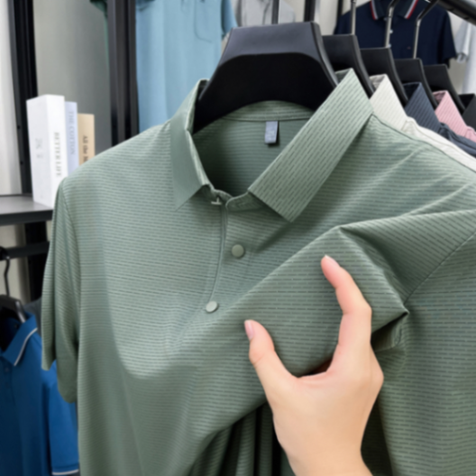 MOAIKA  new ice silk high-end seamless business collar T-shirt     green63456834107266111