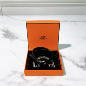 HERMES DOUBLE BRACELET, Black/Silver
