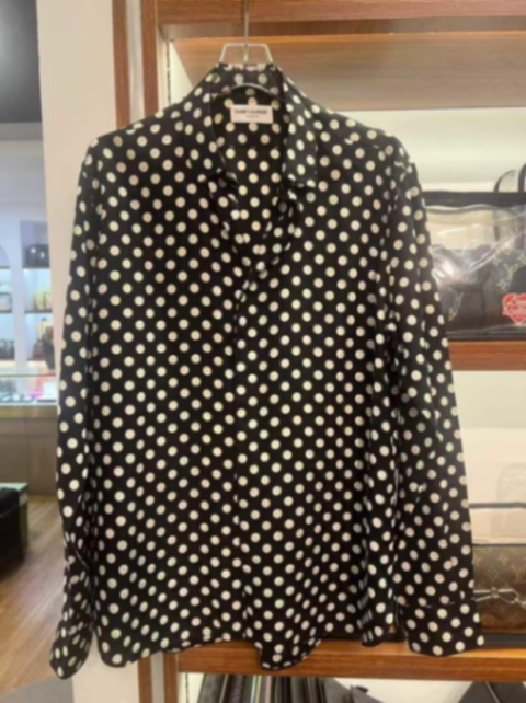 YSL Silk Polka Dot Shirt – Black & White | Size 38 | Pre-Loved632042409105931123