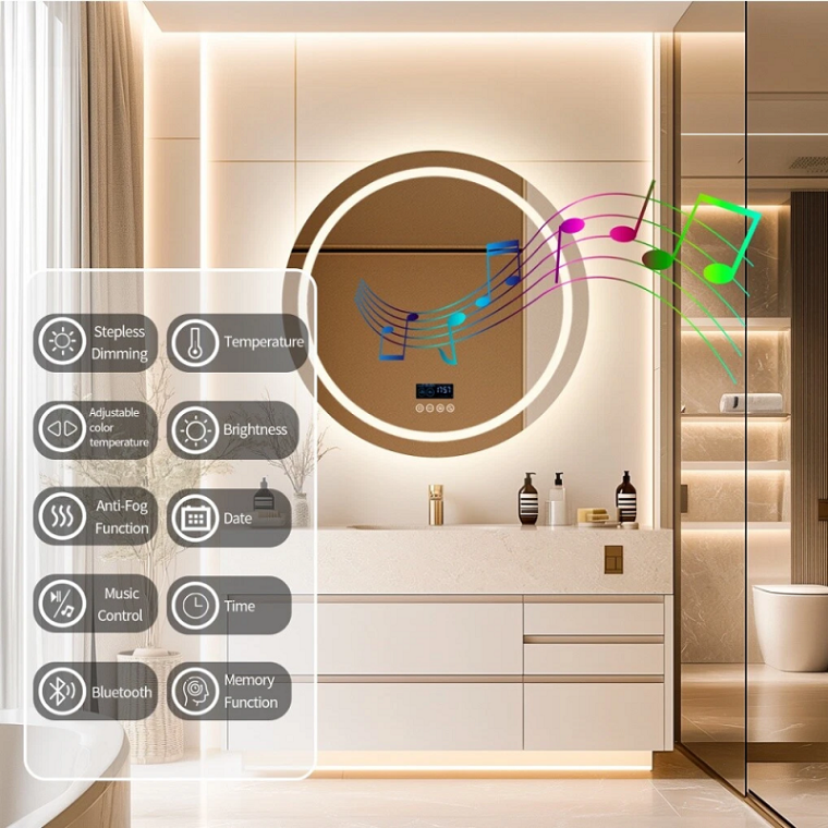 Lebella 36" Bluetooth Round LED Mirror Anti-Fog Bathroom Vanity Mirror with Lights Smart63125749930369113