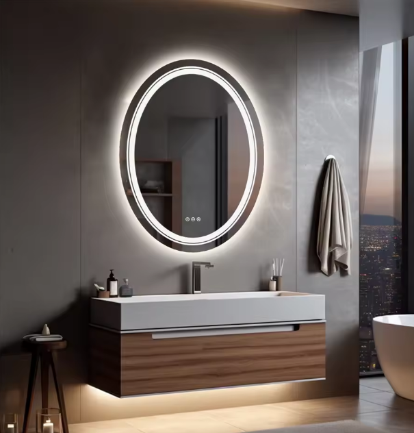 20x28 inch Bathroom Mirror LED Light Oval Frameless Shower Shaving Makeup Mirror for Restroom Washroom Dimming Defog63123856098434111
