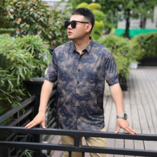 MOAIKA           Cool    fashionable    casual     wrinkle-free short-sleeve business floral shirt    purple63466530977283111