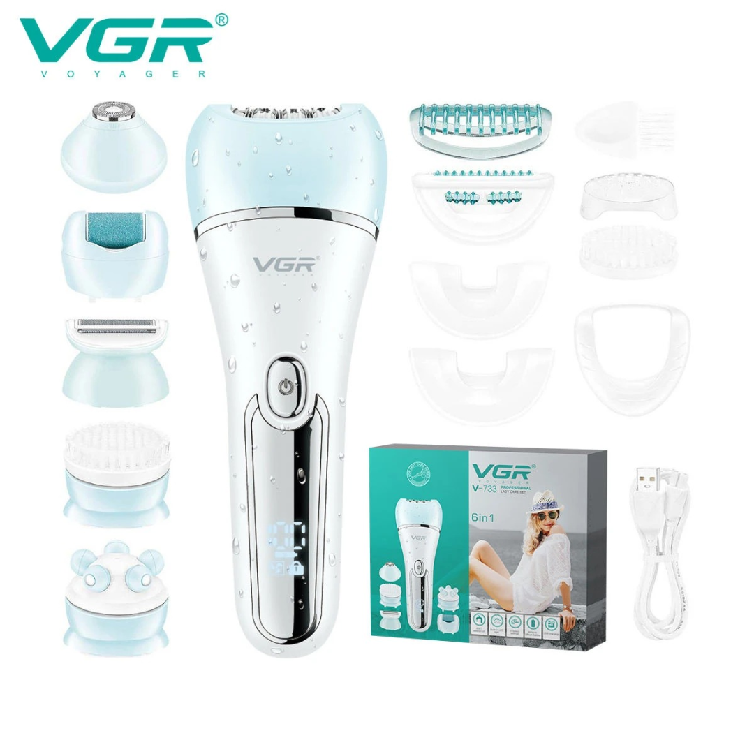 VGR V733 Hair Remover Electric Epilator Hair Removal Tool Shaver LED Epilator 63203642456707110