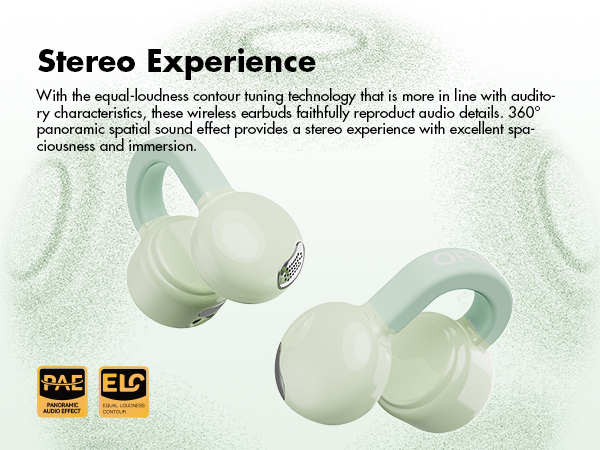ROSESELSA OpenFree Open Ear Wireless Earbuds LDAC LDHC HiFi Sound Bluetooth 5.4 Earphones 52H Battery LC3 Game Mode 20ms（Green）63615014089089111