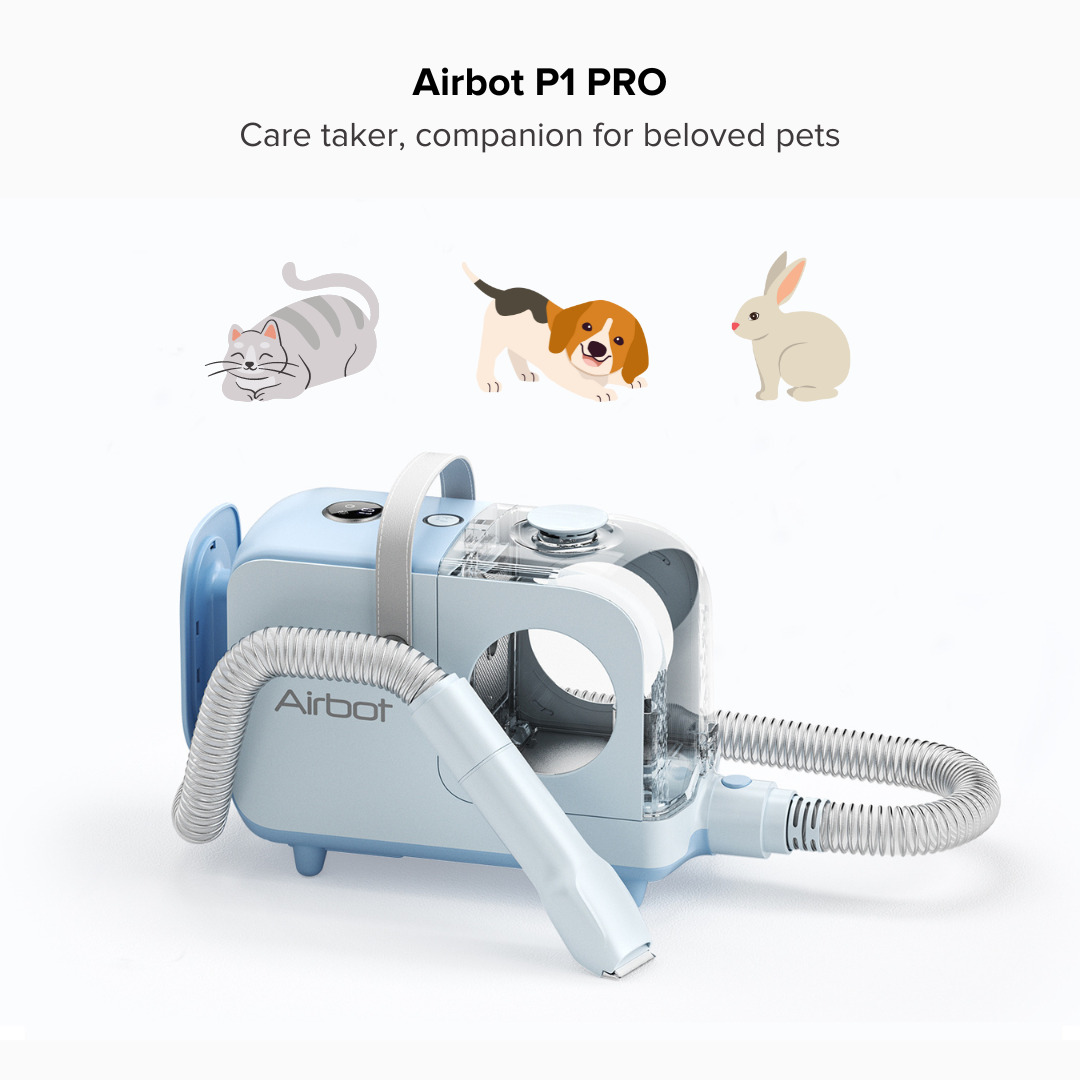 مكنسة كهربائية للحيوانات الأليفة Airbot P2 باللون الأزرق والأبيض للمملكة المتحدة - منخفضة الضجيج، محمولة، متعددة الأدوات للعناية مع مقص قص، أداة إزالة الشعر، مكنسة للكلاب والقطط، تنظيف المنزل وبعد المشي للحيوانات الأليفة62885048961155112
