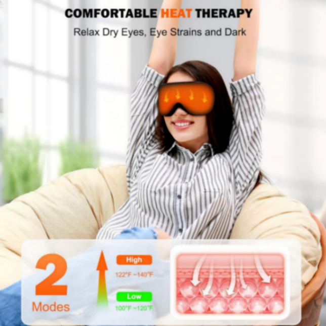 Eye Mask with Heat and Cooling for Dry Eyes Migraines, USB Electric Heated Eye Mask for Sleeping Meditation Travel Gifts for Women & Men (Black)63081047771778111