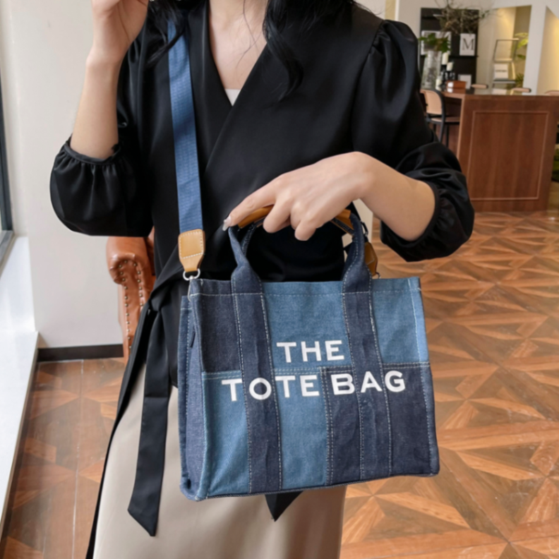 Fashionable Denim Patchwork Tote Bag63191503113730112