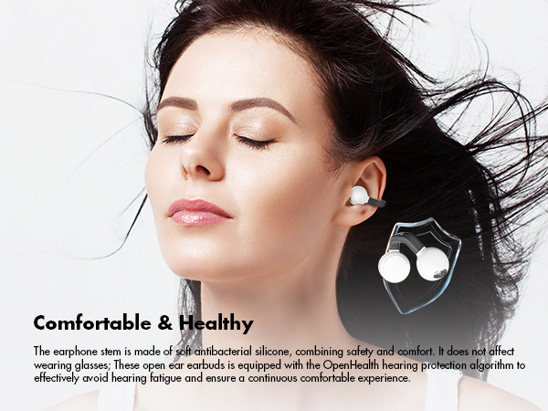ROSESELSA OpenFree Open Ear Wireless Earbuds LDAC LDHC HiFi Sound Bluetooth 5.4 Earphones 52H Battery LC3 Game Mode 20ms（White）63615254591747113