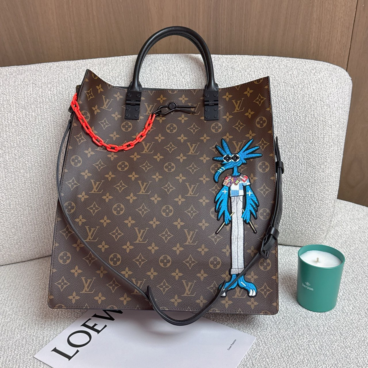 Bolso para partituras de Louis Vuitton/LV con bordado de muñeco y monograma clásico
