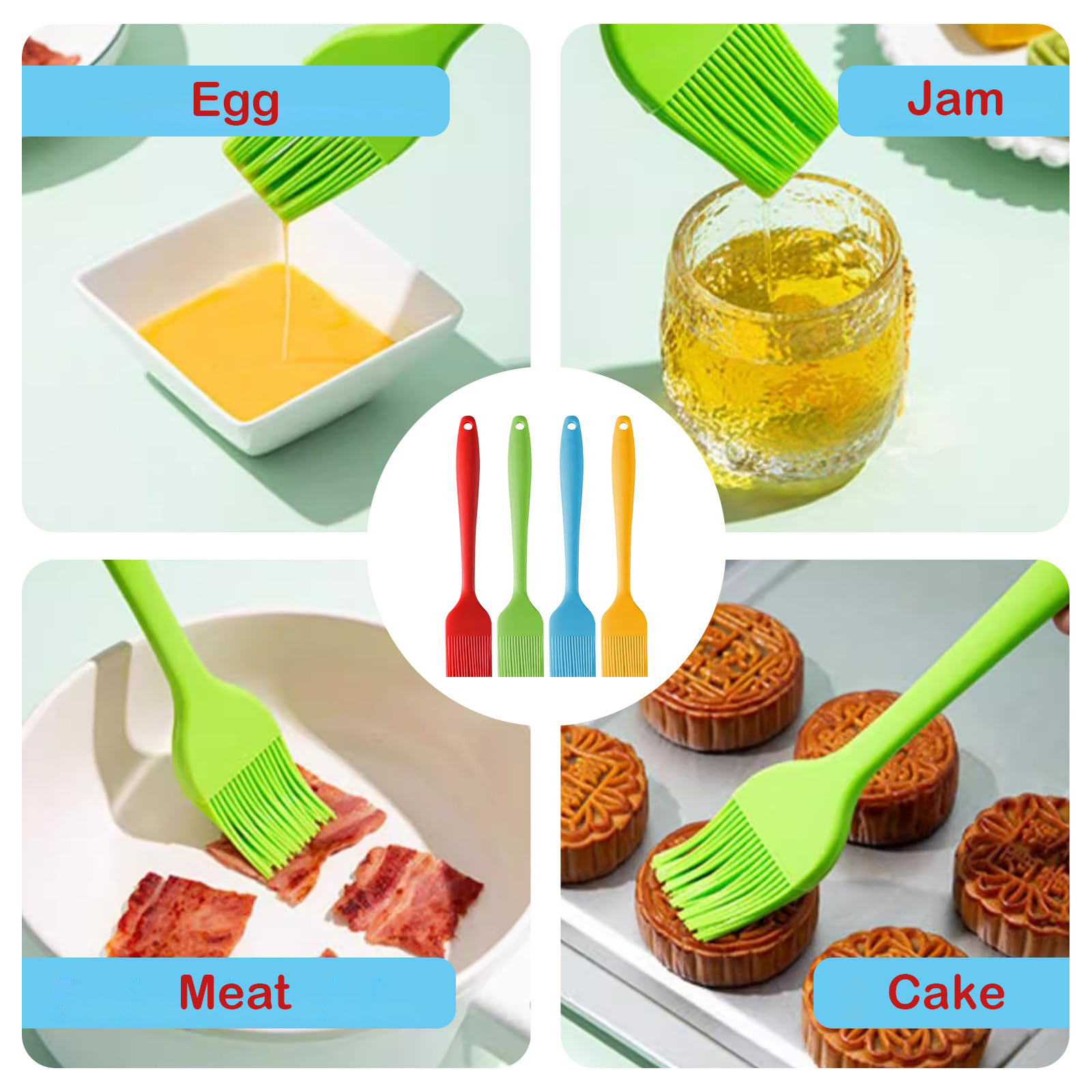Blythornix Silicone Pastry Brushes for Baking and Cooking, Kitchen Food Basting Brushes for Grill with Long Handle Oil Brush Set63693610105987113