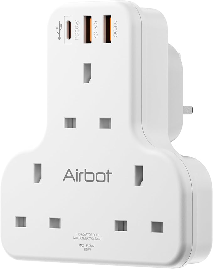 Airbot Air 3C-PD Multi Extension Socket 3250W 3 Way Socket Power Adaptor Multi Plug Extension ith USB + Type-C PD Extender Outlet Adaptor Plug Extension62885105504898111