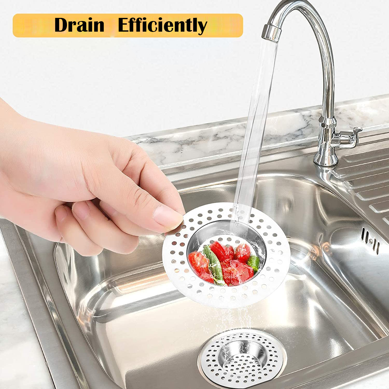 Blythornix Drain Strainer Stainless Steel, Kitchen Sink Plugs Circular, Drain Catches for Bathroom Sink and Tub Basket Filter 2 Packs 7 cm63615288562819111