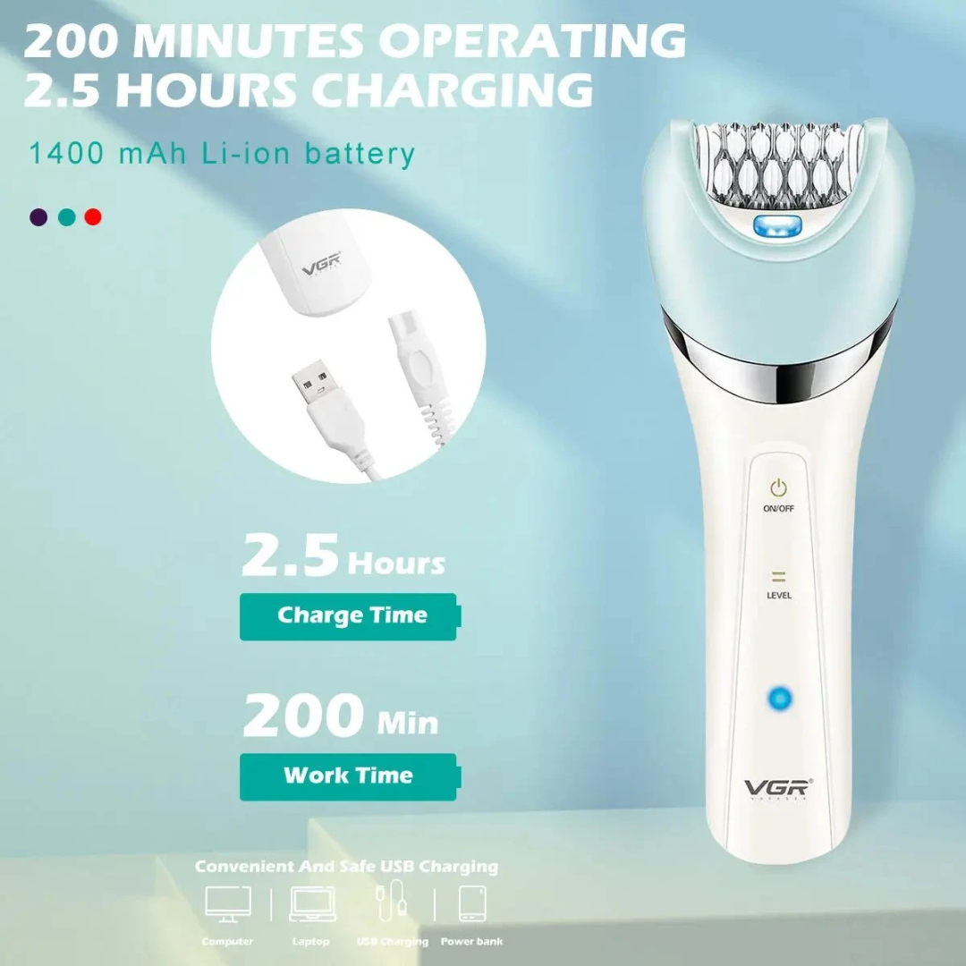 طقم جمالي مقاوم للماء IPX4 من في جي أر موديل V703، طقم جمالي كهربائي متكامل من خمسة في واحد، بما في ذلك ماكينة إزالة شعر للسيدات، وشفرة عائمة، وطقم إزالة أثر الكعب المؤلم، قابل لإعادة الشحن63203562536066113