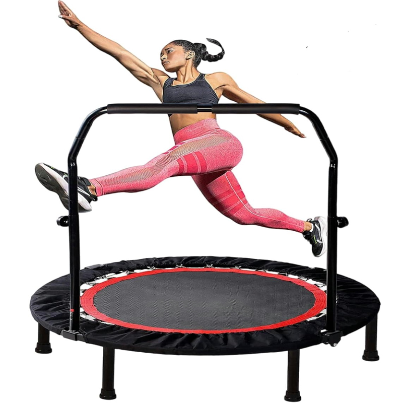 101cm Folding Mini Fitness Indoor Exercise Workout Rebounder Trampoline with Handle Trampoline Home Exercise Trampoline for Low Impact Cardio KF0763680747046659110