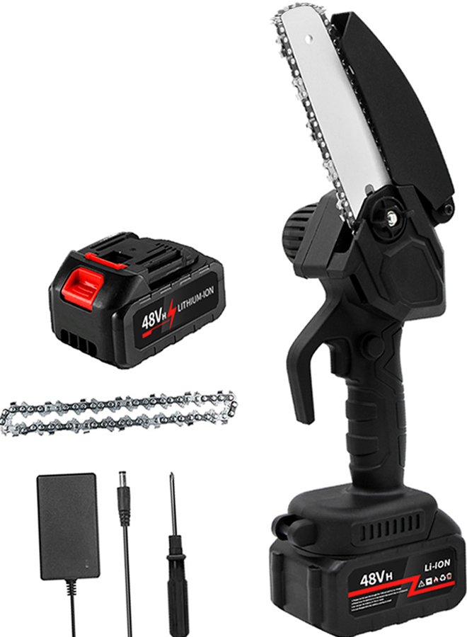 Electric Mini Chainsaw Battery Powered Portable Cordless Handheld Power Chain Saw 2 Rechargeable Batteries, Suitcase Included Small Chainsaws Wood Cutting Tree Trimming Gardening 66660112