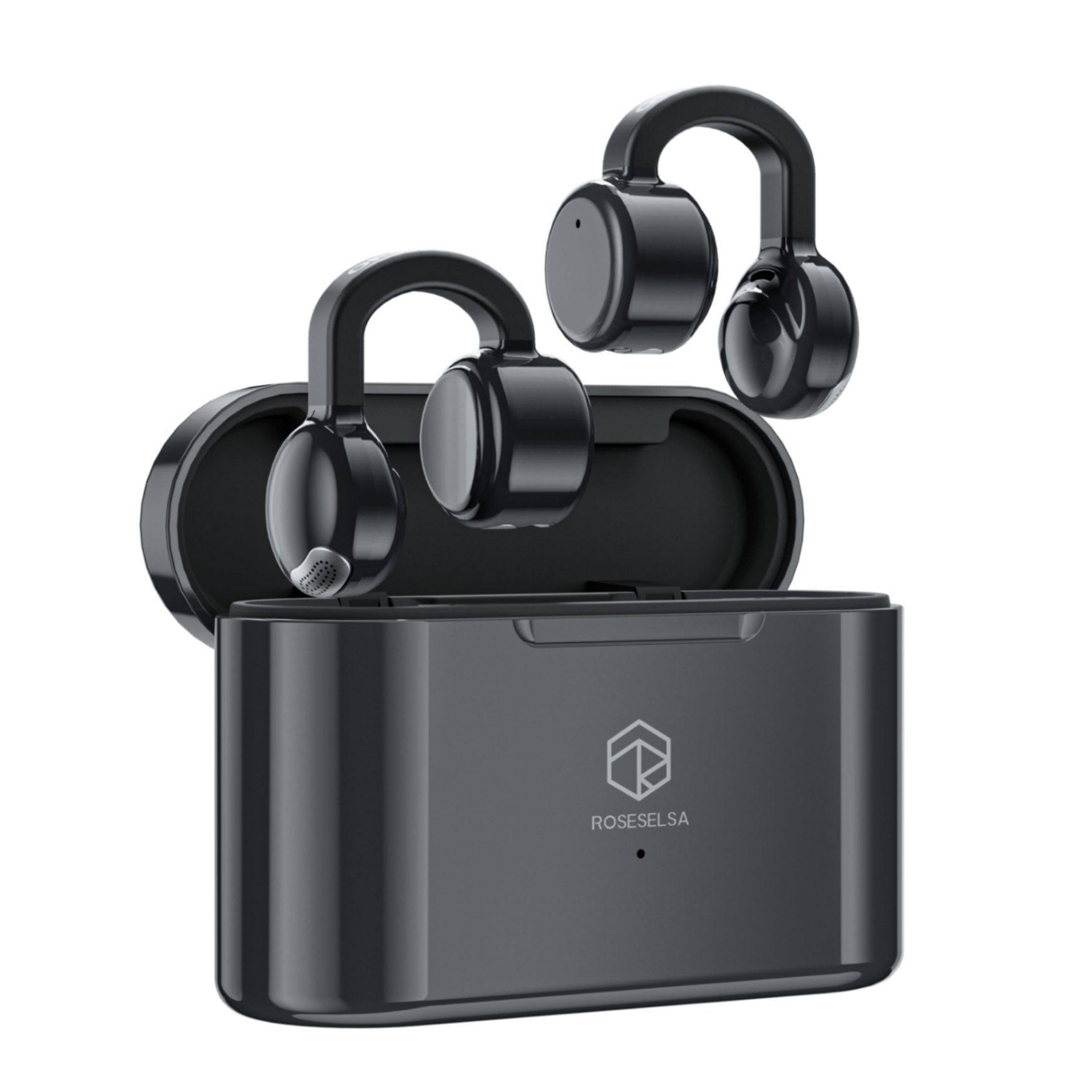 （Brand new）ROSESELSA OpenFree Open-Ear Wireless Earbuds LDAC & LDHC Hi-Fi Sound Quality Clip-On Bluetooth Earbuds Bluetooth 5.4 52-Hour Battery Life LC3 Gaming Mode 20ms Low Latency App Control 