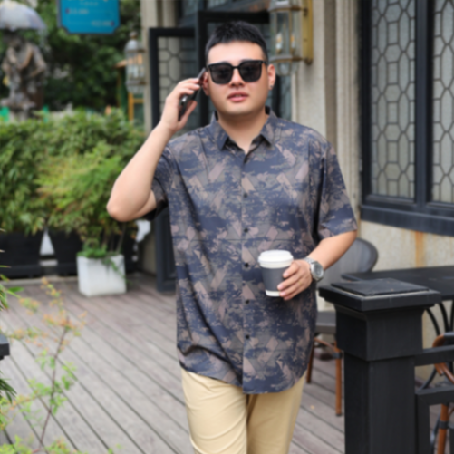 MOAIKA           Cool    fashionable    casual     wrinkle-free short-sleeve business floral shirt    purple634665309772831114
