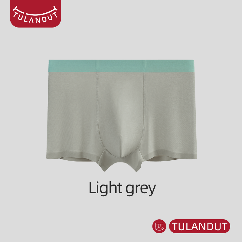 TULANDUT Comfortable Men's Boxer Briefs Light Grey633159076448031118